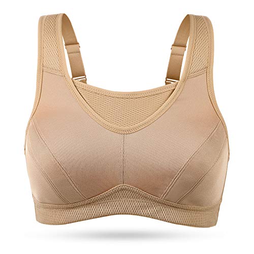 Wingslove Plus Size Sports Bra 36DD Nude Non Padded Wirefree Workout Bounce Control