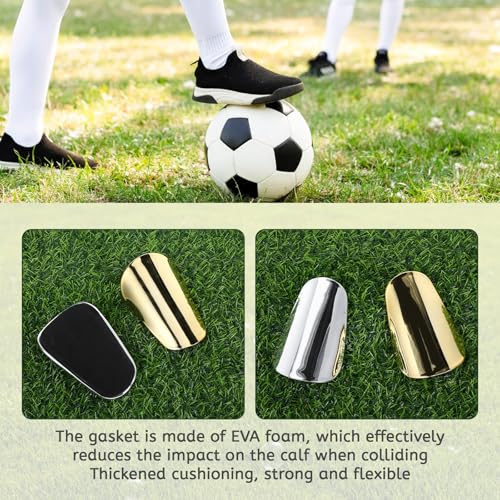 Mini Soccer Shin Guards for Kids & Teens - 2 Pairs, 3.9x2.3 Inch