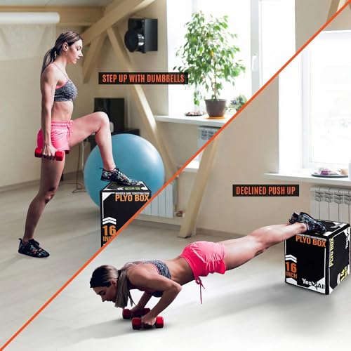 3-in-1 Soft-Padded Plyo Box - 16" x 14" x 12" - Black