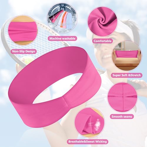 Wide Elastic Headbands for Women - 8 Pack in Vibrant Colors