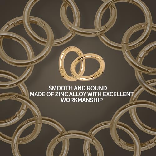 10 Pcs Small Round Metal Carabiner Clips - 0.8 Inch Gold