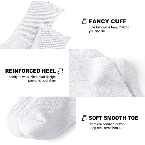 Cotton Ankle Socks - Ruffle Crew Style in Wine Red - 1 Pair
