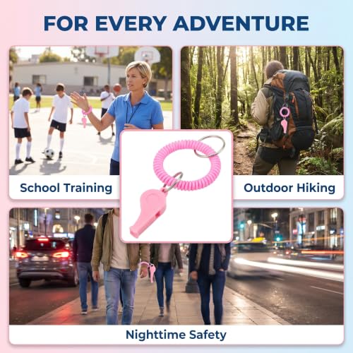 Sports Whistle with Adjustable Wrist Strap - High-Frequency Pink