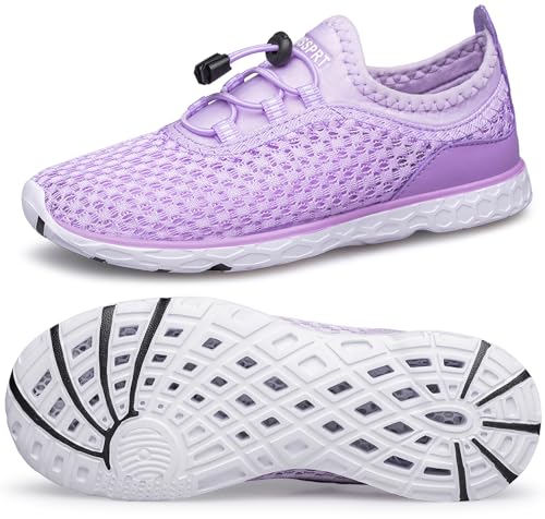 Kids Water Shoes - Quick Dry Aqua Sandals for Beach, Pool - 3 Big Kid / Purple