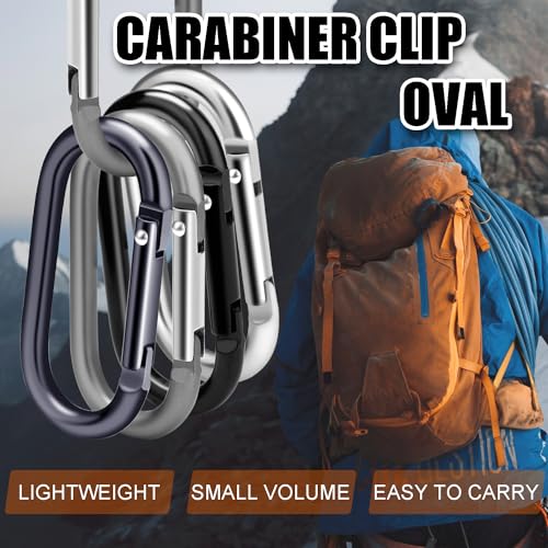 12-Pack Aluminum Carabiner Keyring Clips - Black