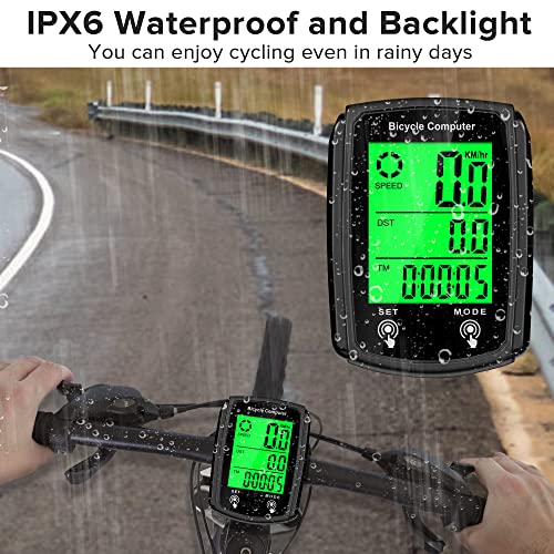 Bike Speedometer & Odometer - Wired LCD Display - Black