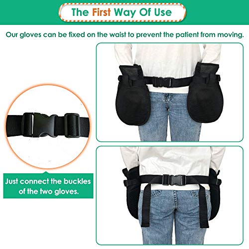 Bed Restraints Dementia Gloves Safety Hand Control Mitts Medical Bondage Locking Mittens Patients Caregivers Elderly Protectors Product, Prevent Scratching Harm, 1 Pair Dual Purpose, Black