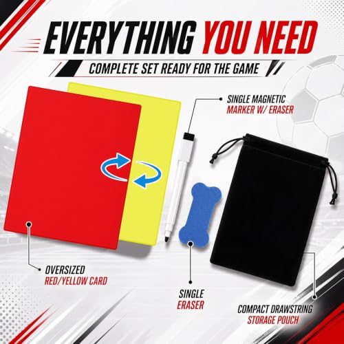 Jumbo Referee Card Set - 17x13 Inch Dry Erase with Marker & Bag