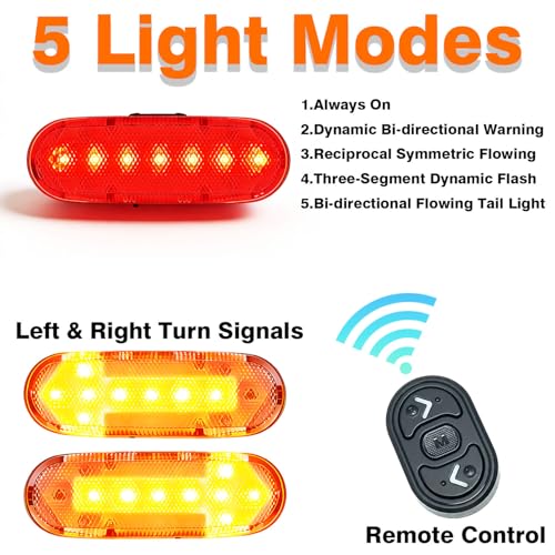POSIKO Smart Bike Tail Light with Wireless Turn Signals, IP65, USB-C Rechargeable