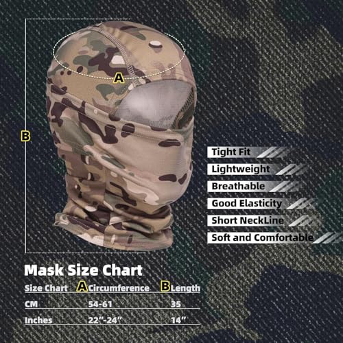 Camo Balaclava Face Mask - Windproof, UV Protection, Camo Cp Desert
