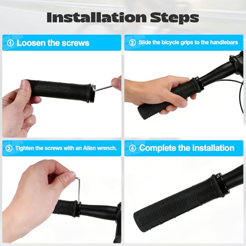 Ergonomic Non-Slip Bike Grips - Blue, Comfortable Handlebar Grips