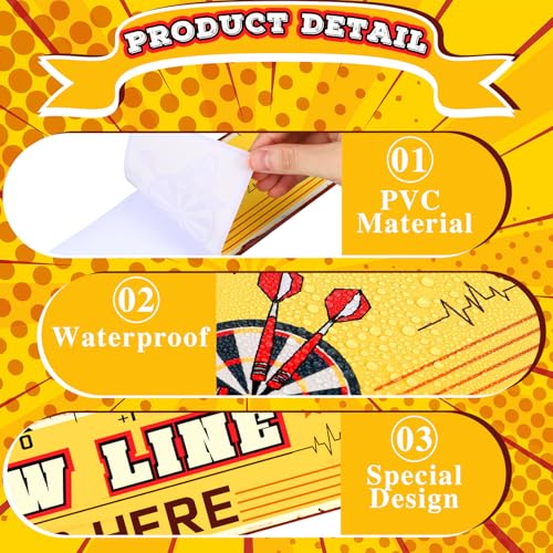 Fuyoooo 20-Pack Dart Throw Line Floor Stickers, 23 x 3.15 in Waterproof PVC Markers