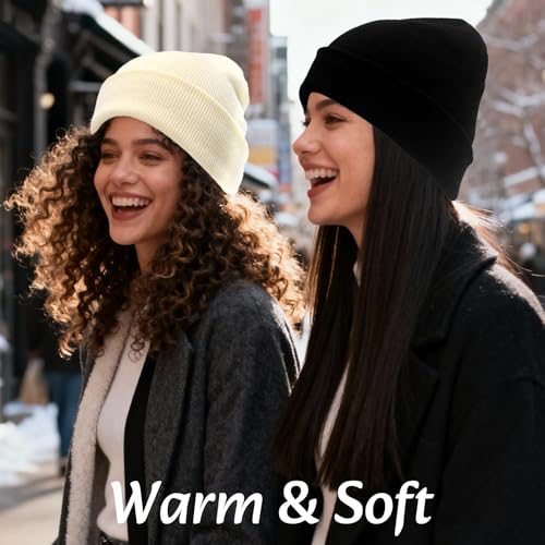 Satin Lined Beanie for Women - Warm Winter Hat, Black