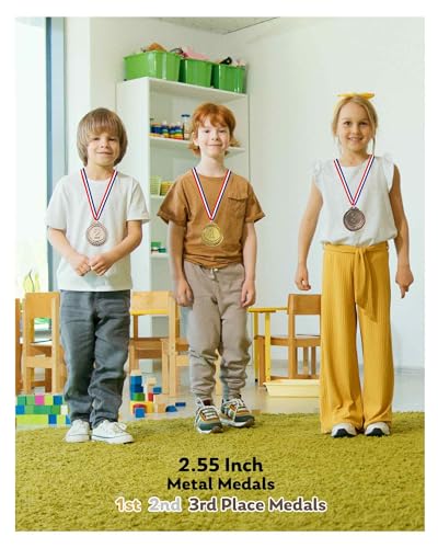Gold Silver Bronze Award Medals with Neck Ribbons - 3 Pcs Set