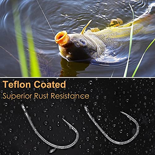 Barbed Carp Fishing Hooks - 50Pcs Teflon Coated Wide Gap Size 2