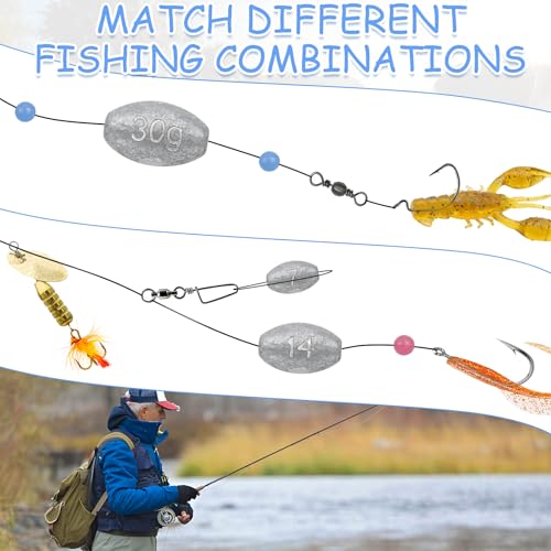 Egg Weights Fishing Sinkers - 1/8oz Assortment (20pc) Lead Drop Weight