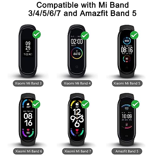 Nylon Bands for Xiaomi Mi Band 7/6/5/4/3 - 2 Pack Soft Braided Straps - Black & Green