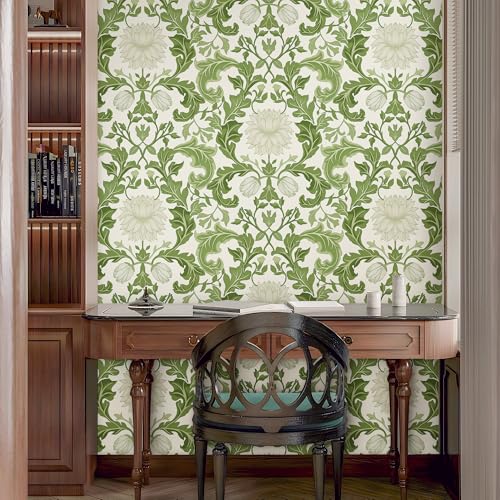 Peel and Stick Wallpaper for Home Decoration Kitchen Botanical Crest Wallpaper Removable Vinyl Self Adhesive Shelf Paper & Drawer Liner Roll House, Workshop & Office 17.3" x 118" SM-120-3