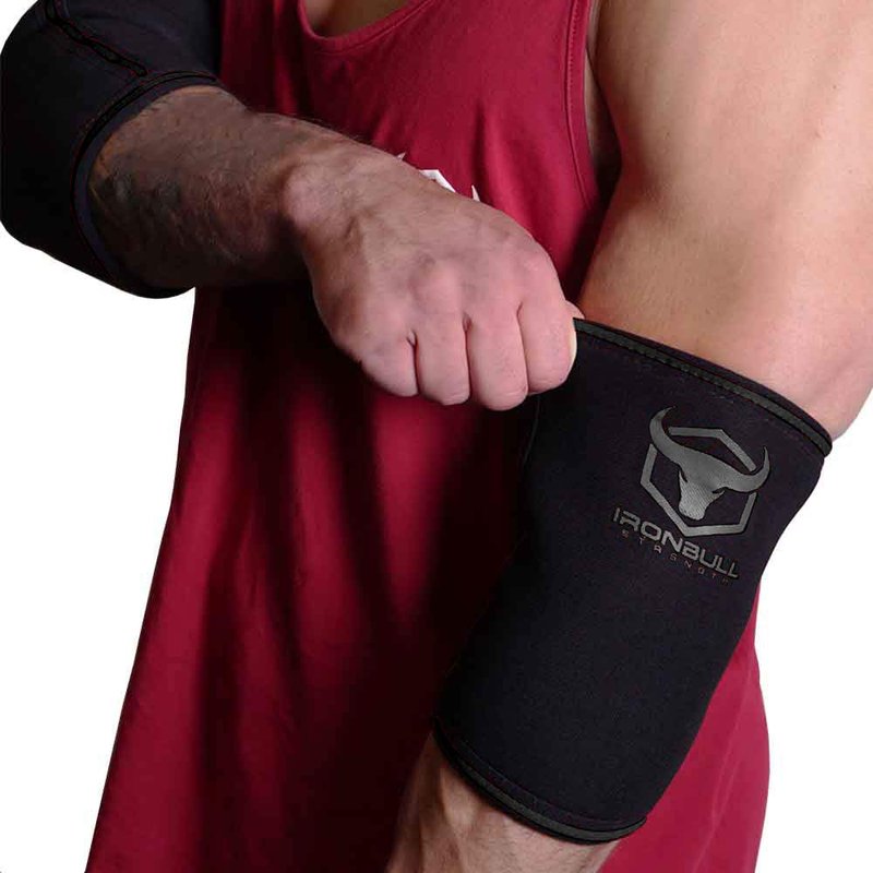 Elbow Sleeves 5mm (1 Pair) - High Performance Elbow Sleeve Support for Weightlifting, Weight Training & Powerlifting - Best Compression Straps - for Men and Women (Large, Black/Black)