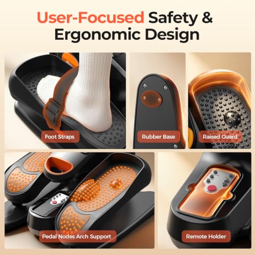 Under Desk Elliptical Machine - Portable Electric Leg Exerciser, Orange