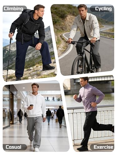 Aocku Men's Lightweight Athletic Joggers - 4 Pack, Black, Gray, Navy, Dark Gray