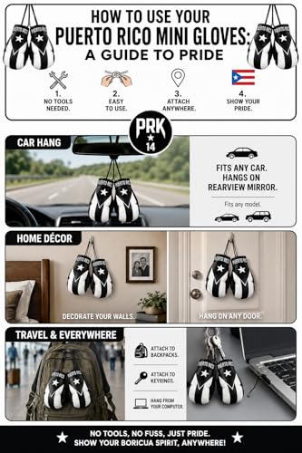 Puerto Rico Flag Boxing Gloves - Black Edition Car Accessory