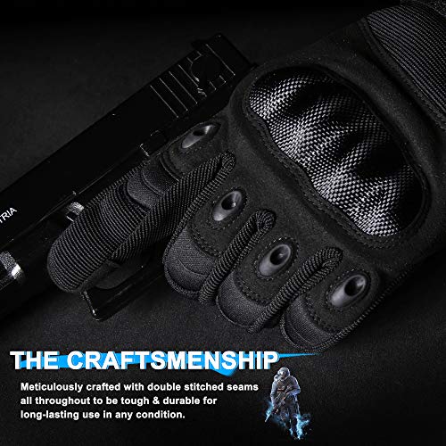 Tactical Gloves for Men & Women - Full Finger Black, Large