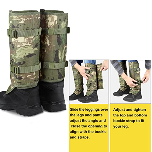 QOGIR Camo Snake Gaiters for Hunting & Outdoor Protection, Adjustable Leg Guards