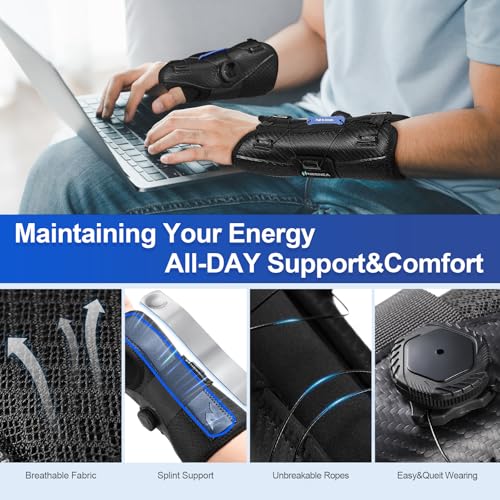 NEENCA Carpal Tunnel Wrist Brace for Night Support,Knob Adjustable Hand Brace for Tendonitis,Arthritis Pain，Sprain,Wrist Splint Support with Sleeves for Women&Men. (Right Hand, Large)