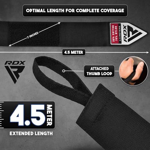 Boxing Hand Wraps 4.5M - Black Semi-Elastic MMA Inner Gloves