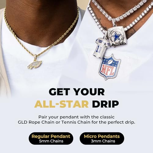 Detroit Lions NFL Logo Pendant - Gold Plated Iced Out Necklace