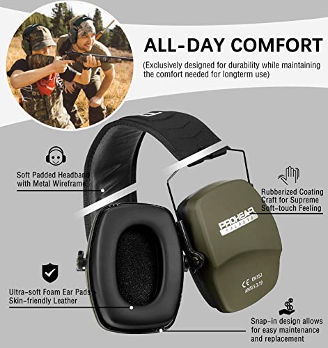 Shooting Ear Protection Earmuffs - 2 Pack, NRR 26dB - Black & Green