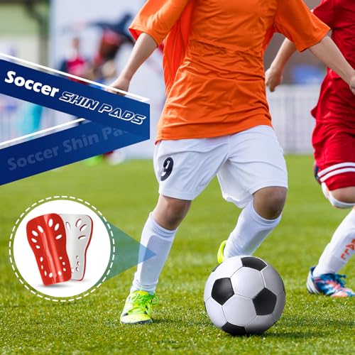 Soccer Shin Guards - Breathable Protective Gear for Youth | Red and Black / Small