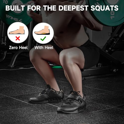 Professional Weightlifting Shoes for Men - 12.5 Women/11 Men - Obsidian Black