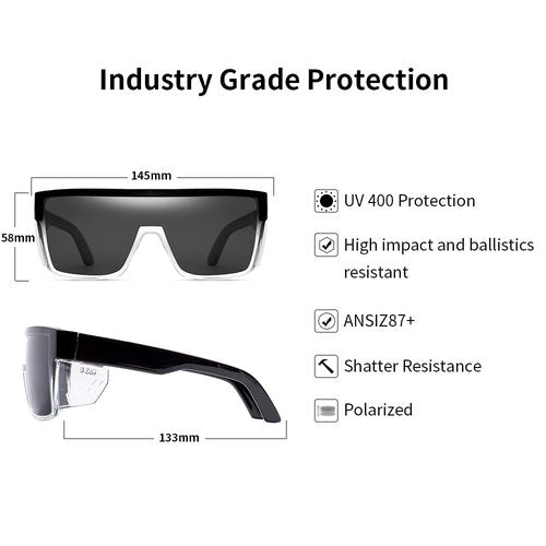 BINGKING Polarized Safety Sunglasses Anti Scratch Meets Z87 Standard (Two tone Smoke)
