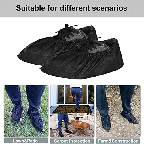 Shoe Covers Disposable 200Pack(100Pairs) Thicker Black Shoe Booties Cover Non Slip for Home Floors Carpet Indoor