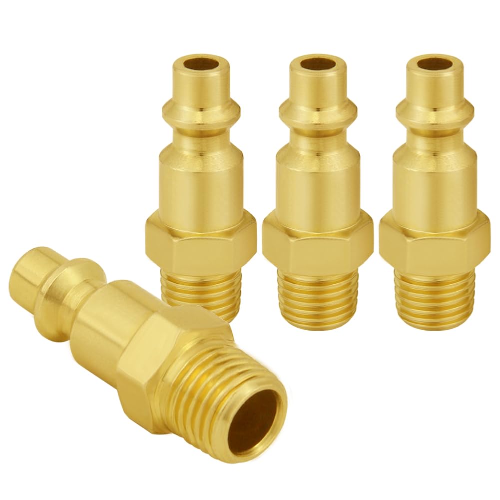 Joywayus 4PCS 1/8 Inch NPT Male Industrial Air Hose Quick Connect Air Plug Fittings
