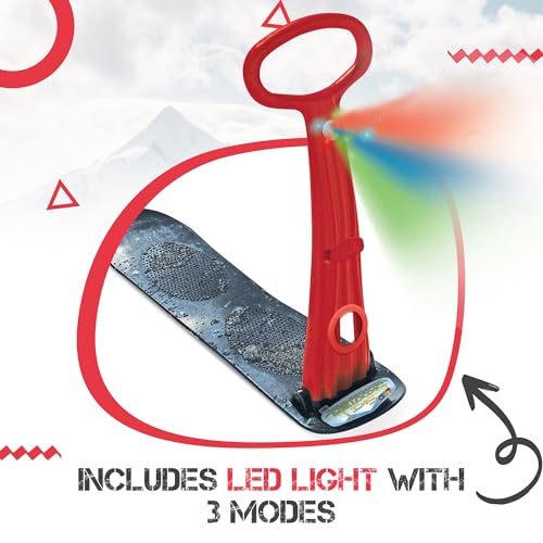 Geospace Kids Snow Scooter – Foldable Ski Sooter Snowboard with LED Lights (Ages 8+), Multi-Purpose Sled in Assorted Colors