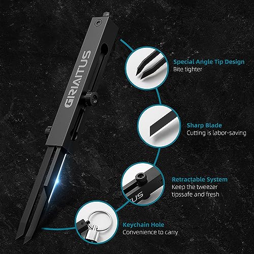 2-in-1 EDC Pocket Knife & Tweezers Multitool - Black
