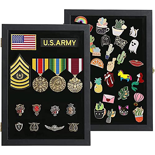 Pin Display Case for Badges and Medals - 14''x11'' Lockable Frame