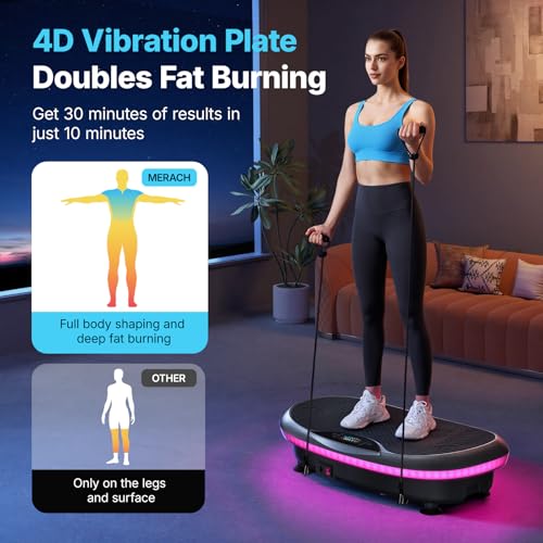 4D Vibration Plate Exercise Machine - 7 Modes, 120 Speeds, Black