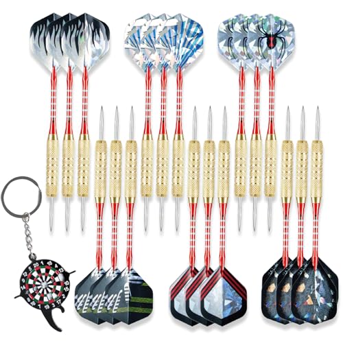 CHRDW Darts Metal Tip Set - 18 Steel Tips + 6 Flights, CNC Tips, Wrench Included