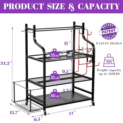 Home Gym Rack for Dumbbells, Kettlebells & Yoga Mats - Black