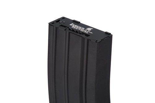 Lancer Tactical Full Metal M4/M16 300 Round High Capacity AEG Airsoft Magazine Clip High Tension Spring Feeds with Winding Wheel (Tan/Black X2)
