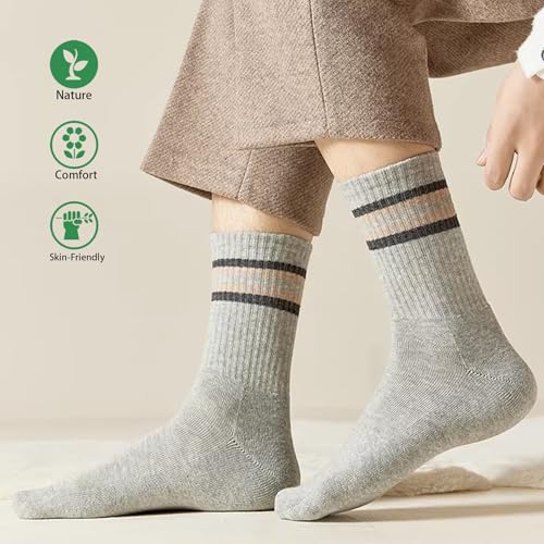 Retro Striped Cotton Socks - Soft & Breathable, Size 5-10, Style13-3pairs