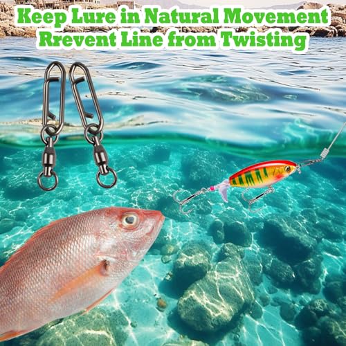 25 Pcs Fishing Speed Clips with Ball Bearing Swivels - 44lb