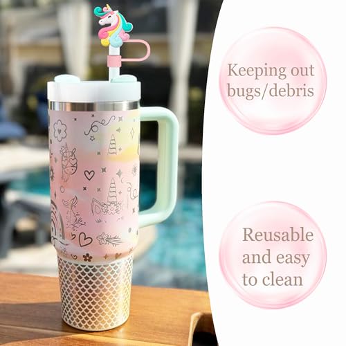 4PCS Silicone Straw Toppers - Unicorn Design for 10mm Straws