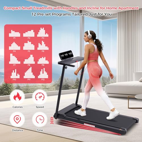 Compact Portable Treadmill with Handle Bar - 3.5HP, Black-1