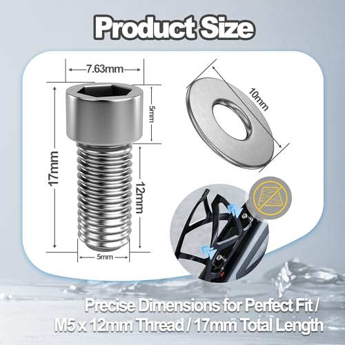 M5 Hex Socket Stainless Steel Screws Set for Bike Water Bottle Cage - 16 Pairs
