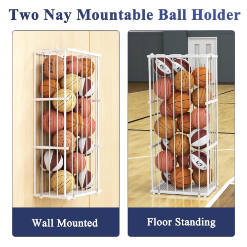 Wall-Mounted Ball Storage Rack for Basketball, Soccer & Volleyball